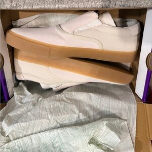 Nike White and Tan Slip-On Loafers